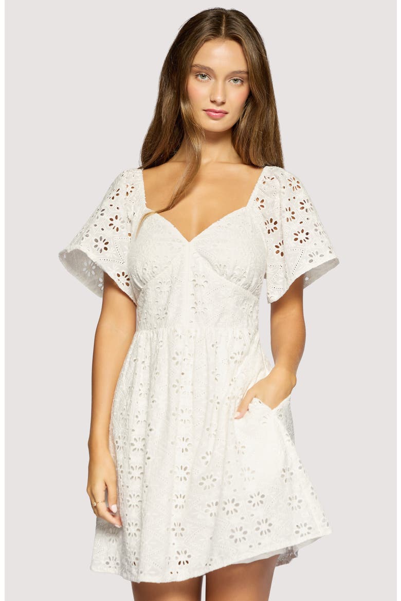 Dolce Marina Broderie Anglaise Minidress, Alternate, color, WHITE