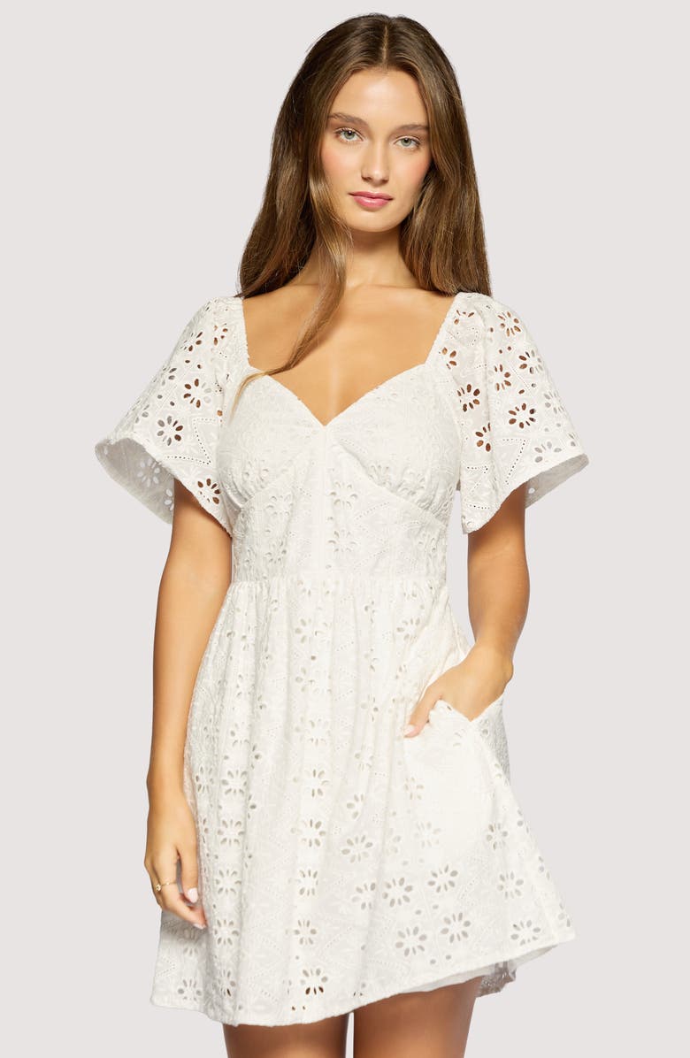 Lost + Wander Dolce Marina Broderie Anglaise Minidress, Alternate, color, White