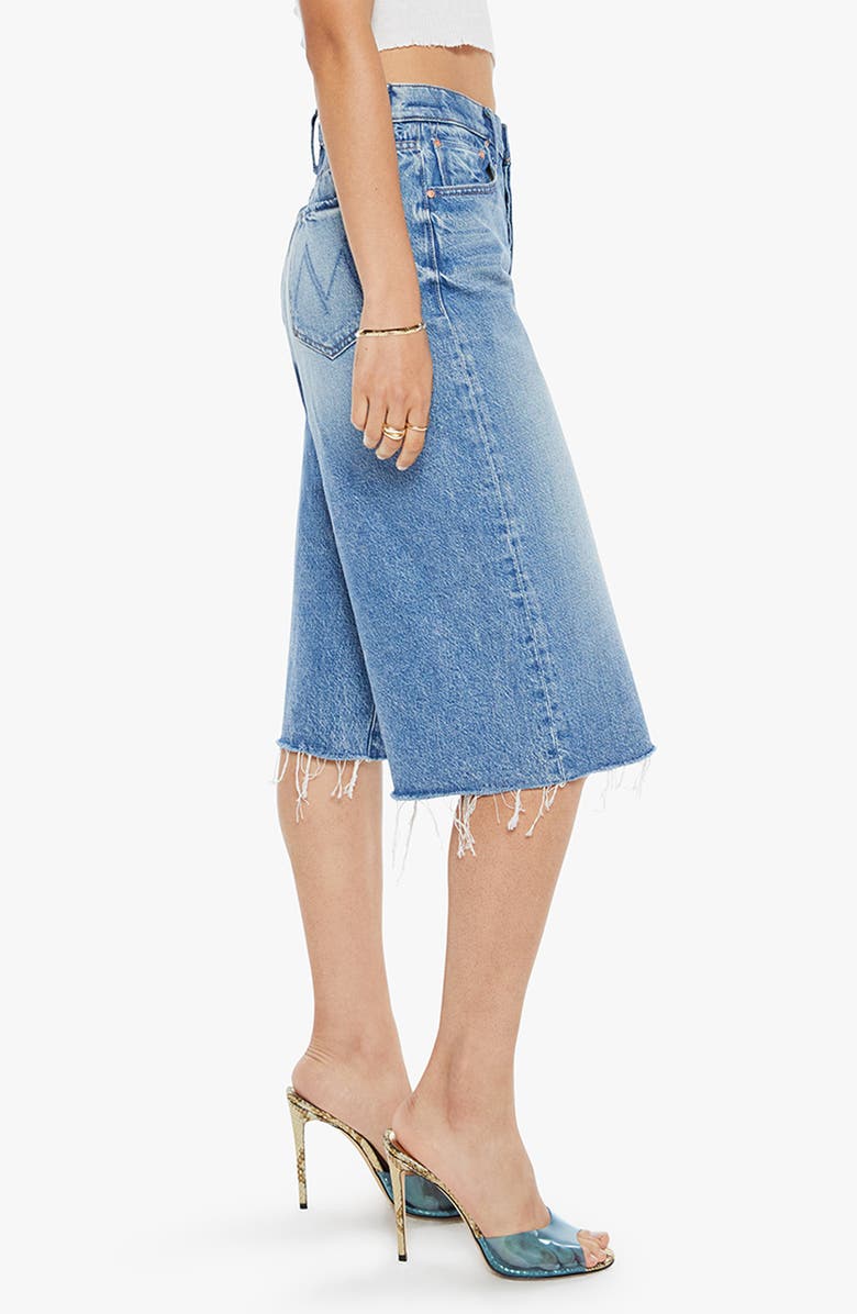 MOTHER The Whole Lot Frayed Hem Denim Shorts, Alternate, color, Wipeout