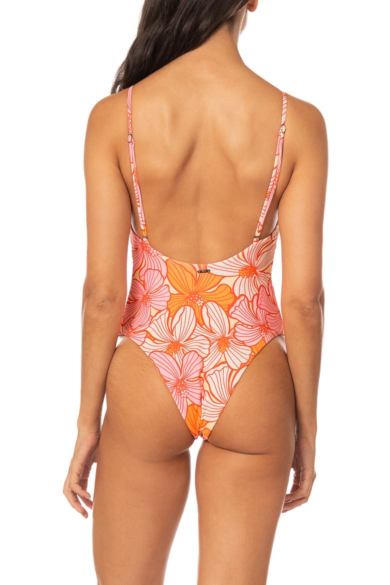Retro Bloom Luster Reversible One-Piece Swimsuit, Alternate, color, OPEN PINK