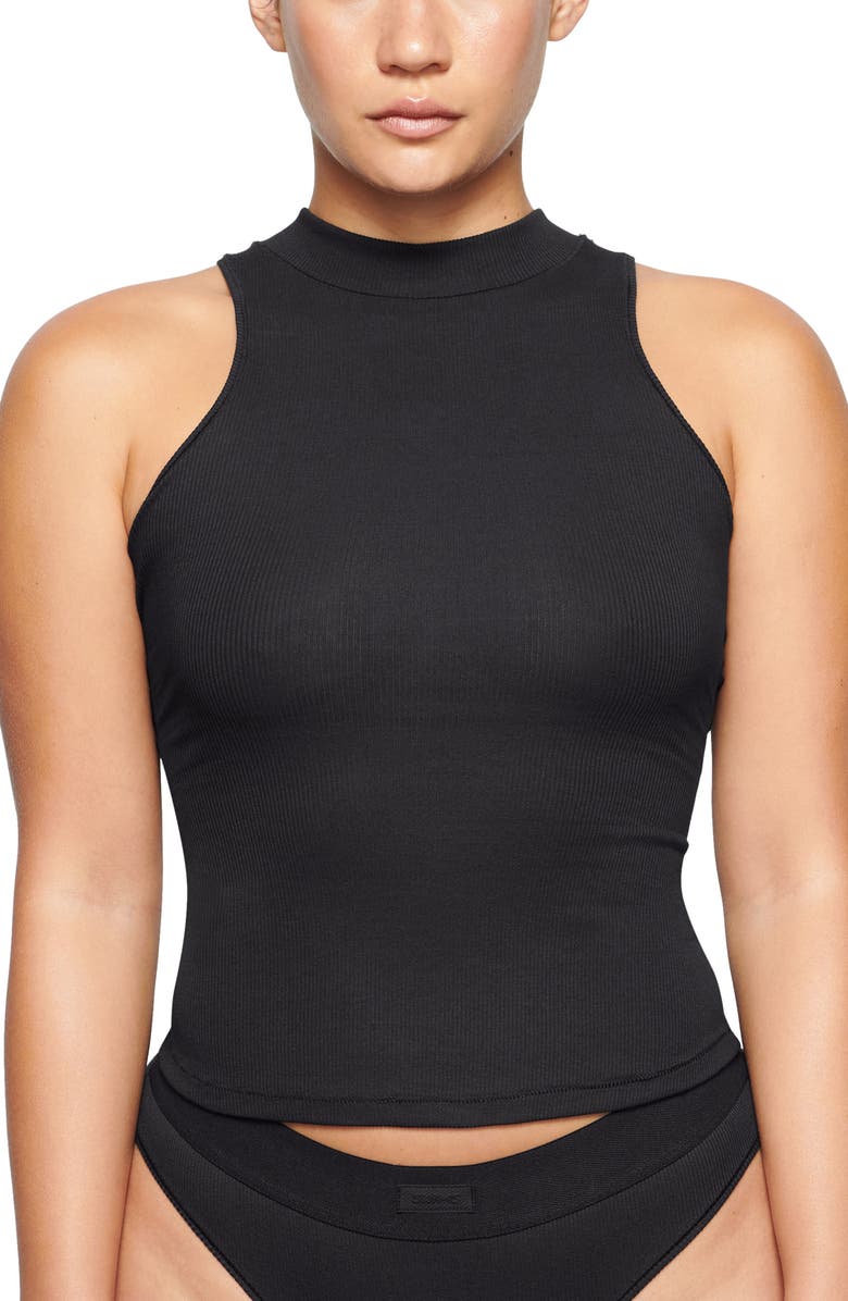 SKIMS Cotton Rib Mock Neck Tank, Main, color, 