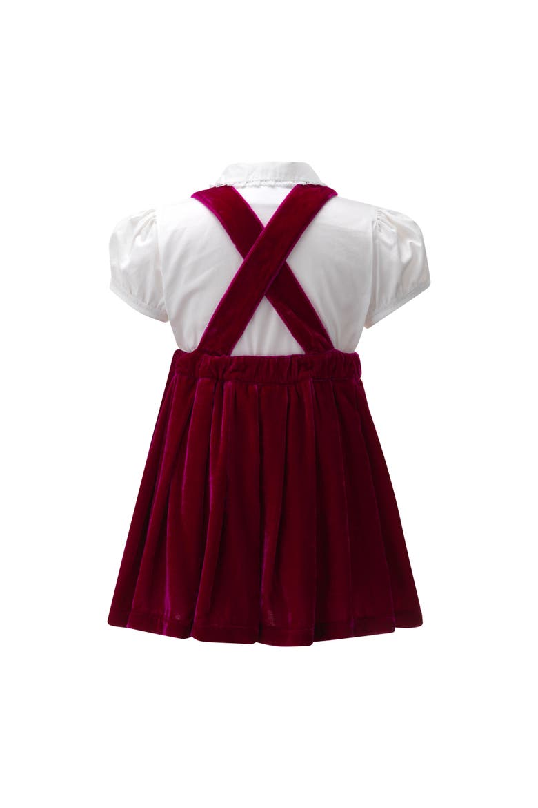 Eloise Pink Silk Velvet Pinafore Set, Alternate, color, Pink