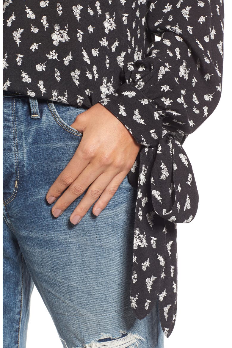 Tie Sleeve Top, Alternate, color, BLACK WILD DITSY FLORAL