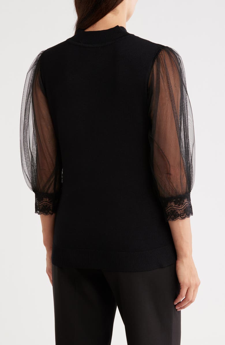 BY DESIGN Harmony Mesh Sleeve Sweater, Alternate, color, Black