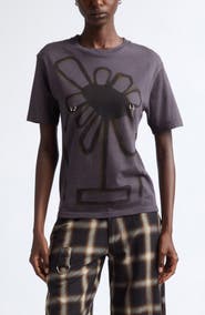 Collina Strada Pierced Rose Print Organic Cotton T-Shirt