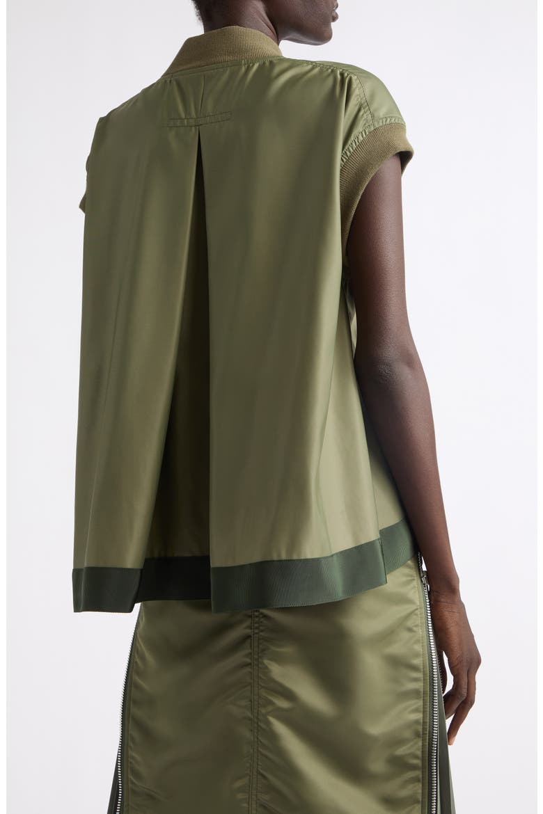Nylon Twill Bomber Vest, Alternate, color, KHAKI
