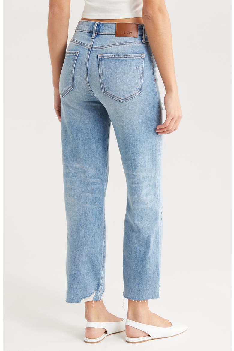 High Waist Raw Hem Ankle Straight Leg Jeans, Alternate, color, LIGHT WASH