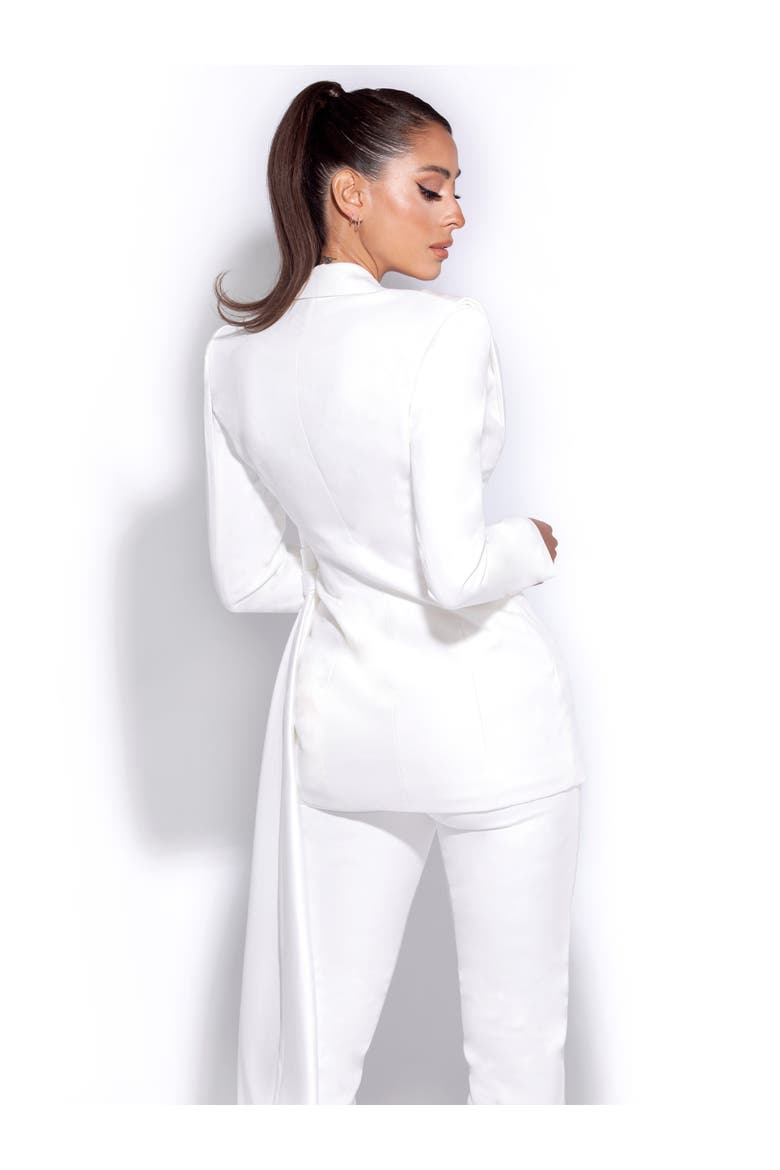 Vandra Button Draping Down Blazer Top, Alternate, color, White