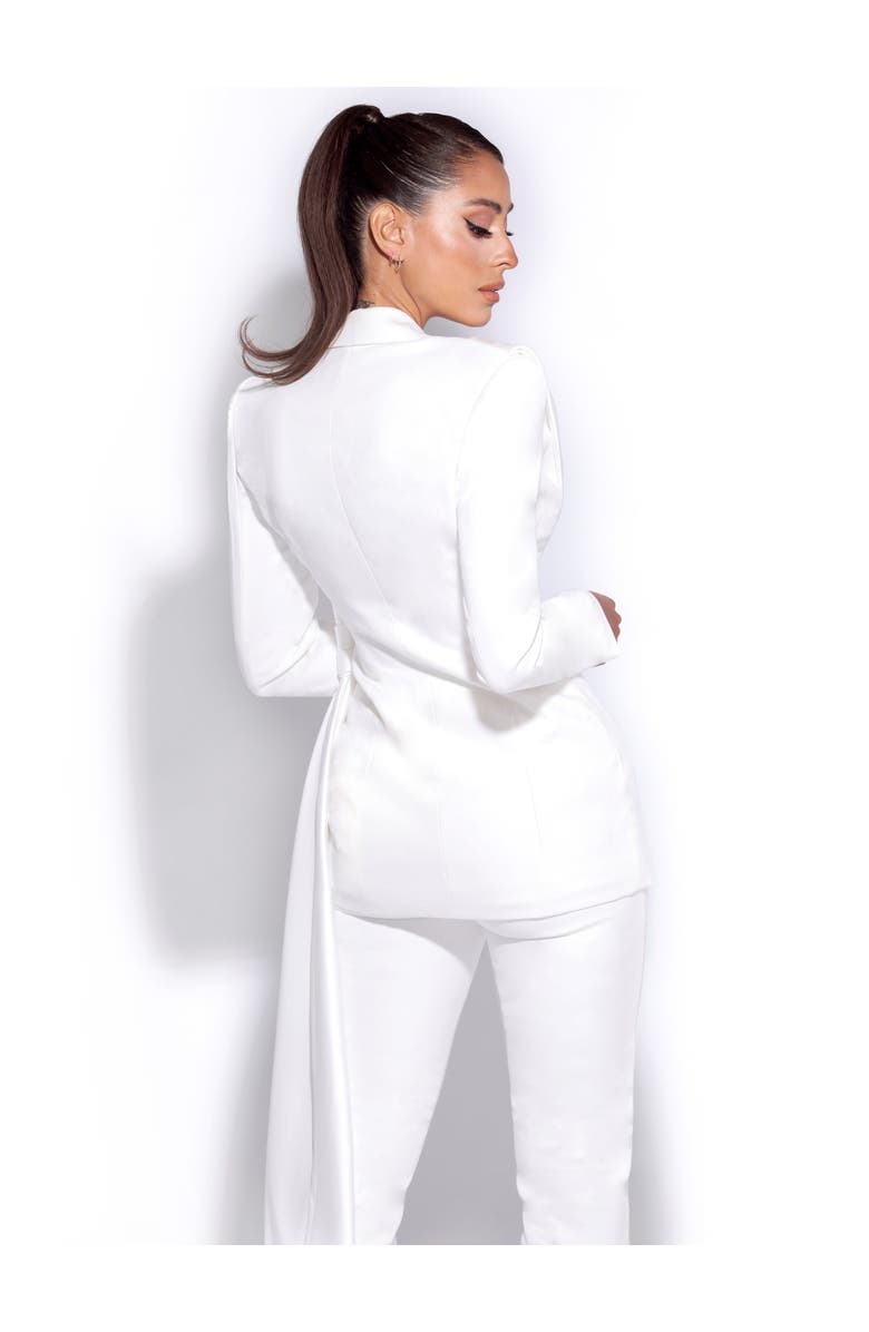 Miss Circle Vandra Button Draping Down Blazer Top, Alternate, color, White