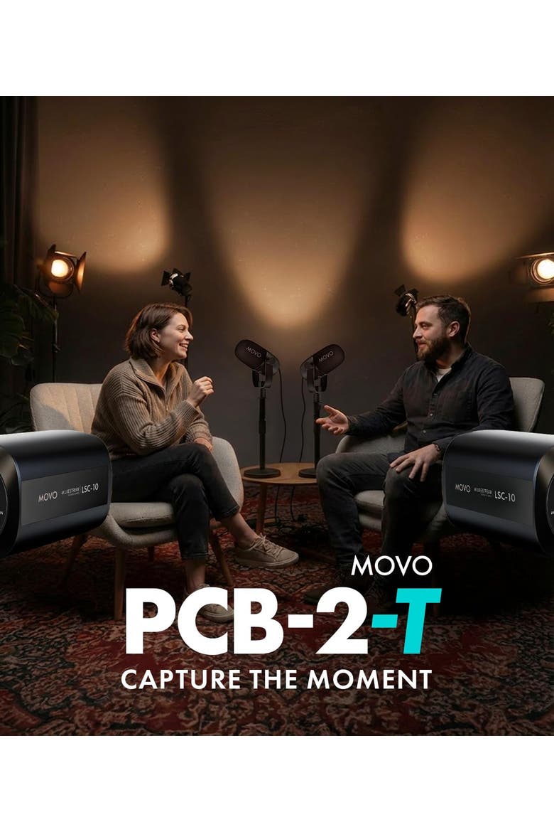 Two Person Video Podcast Equipment Bundle with Two 4K Cameras, USB Audio Interface, 2 XLR Dynamic Microphones, 2 Tripods, and 2 Desk Stands, Alternate, color, Black