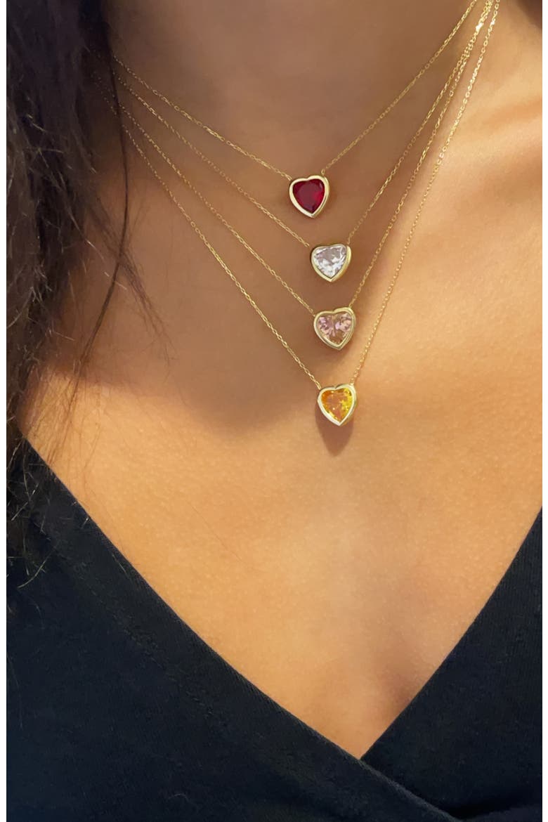 Heart Bezel Pendant Necklace, Alternate, color, GOLD/ LIGHT PINK