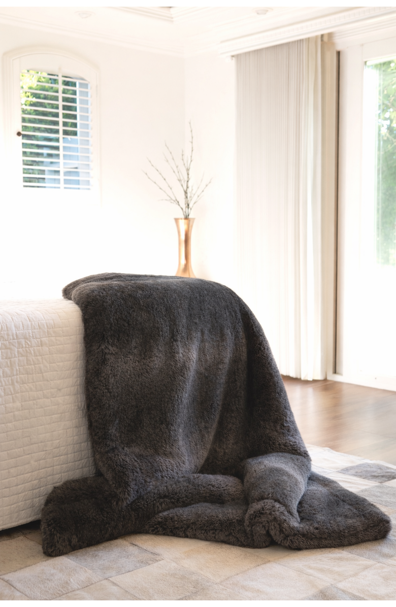 Sea To Me Blankets Alpine Faux Fur Throw Blanket, Alternate, color, Grey Multi