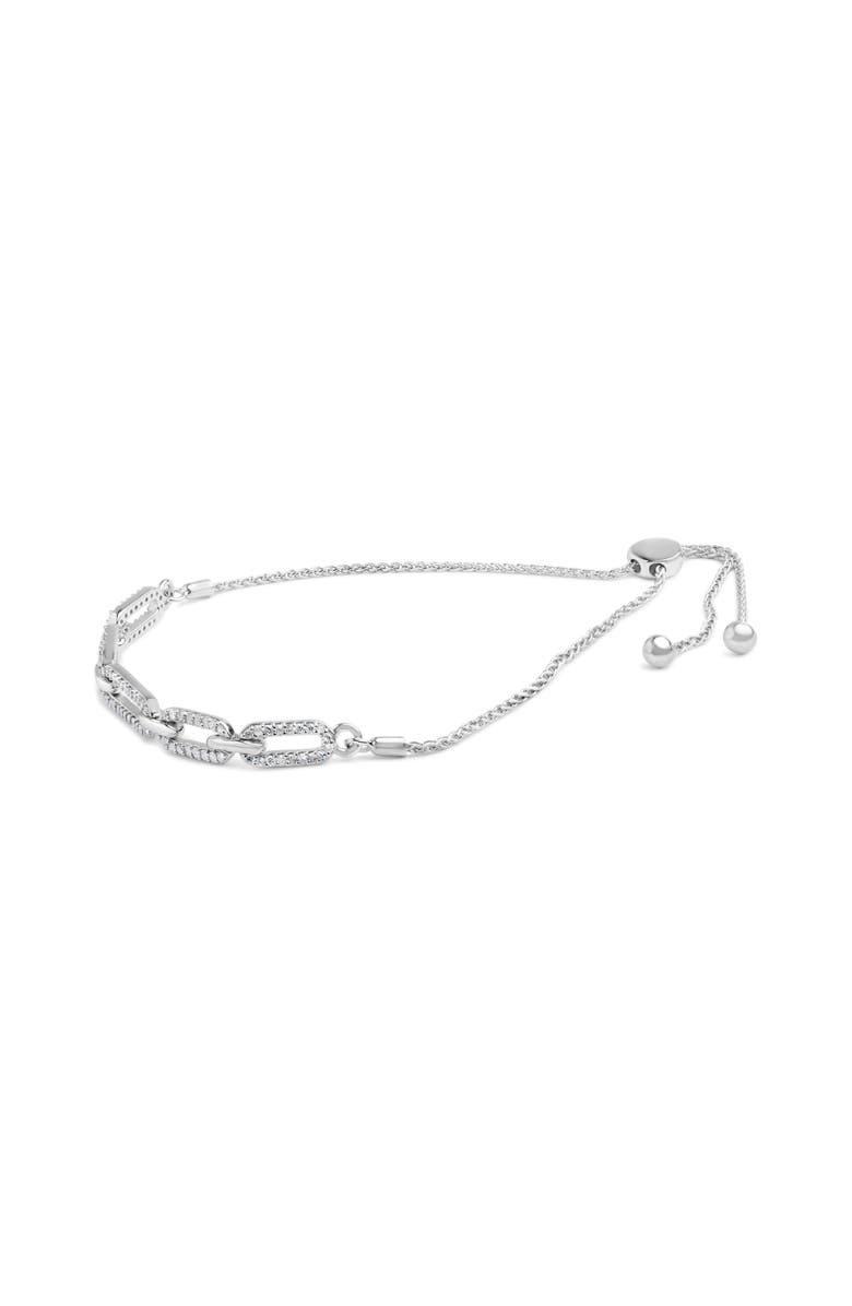 Haus of Brilliance Silver 1/2 Cttw Diamond Paperclip Link Adjustable Bolo Bracelet, Alternate, color, White