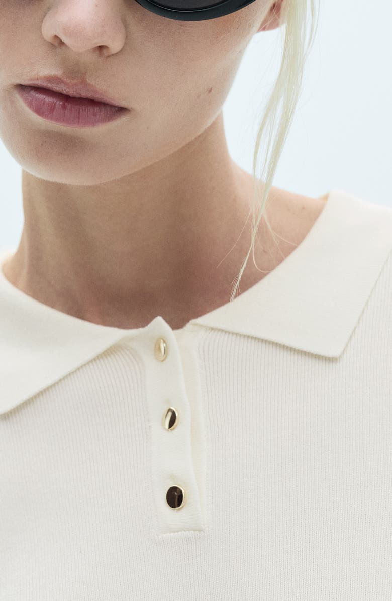 MANGO Rib Crop Polo Sweater, Alternate, color, 