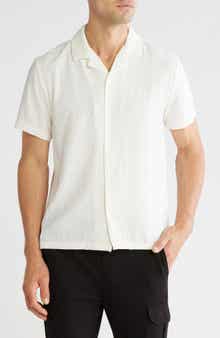 DENIM AND FLOWER Crinkled Textured Short Sleeve Shirt