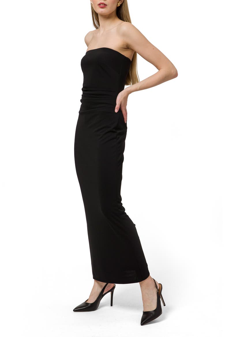 Strapless Knit Maxi Dress, Alternate, color, BLACK