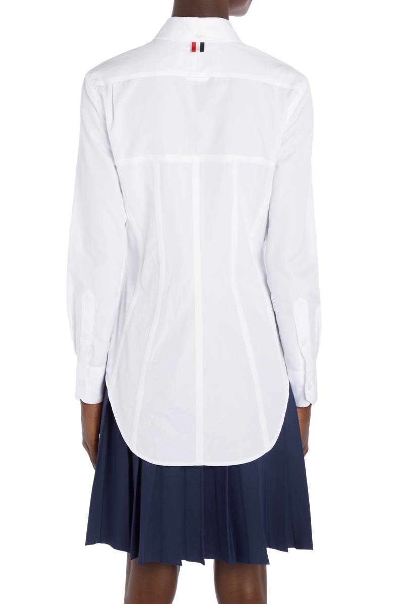 Thom Browne Women's Trompe l'Oeil Corset Button-Up Poplin Shirt, Alternate, color, 