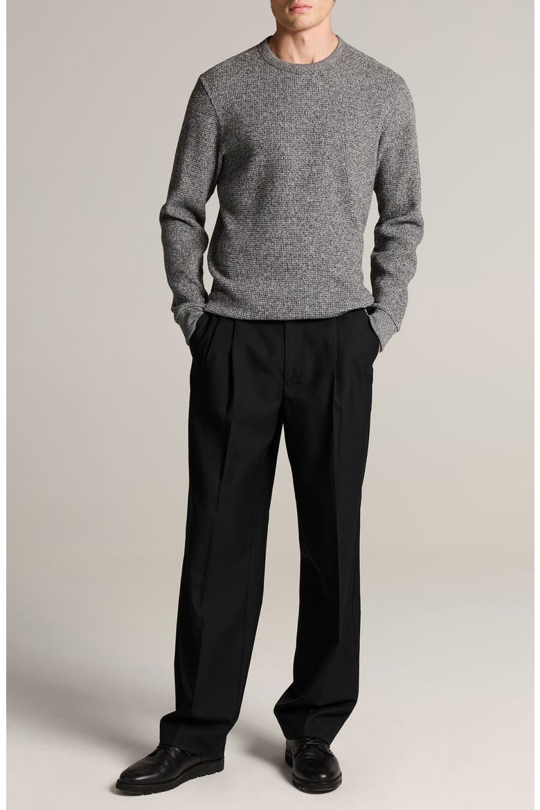 Brushed Waffle Crewneck Sweater, Alternate, color, HEATHER BLACK