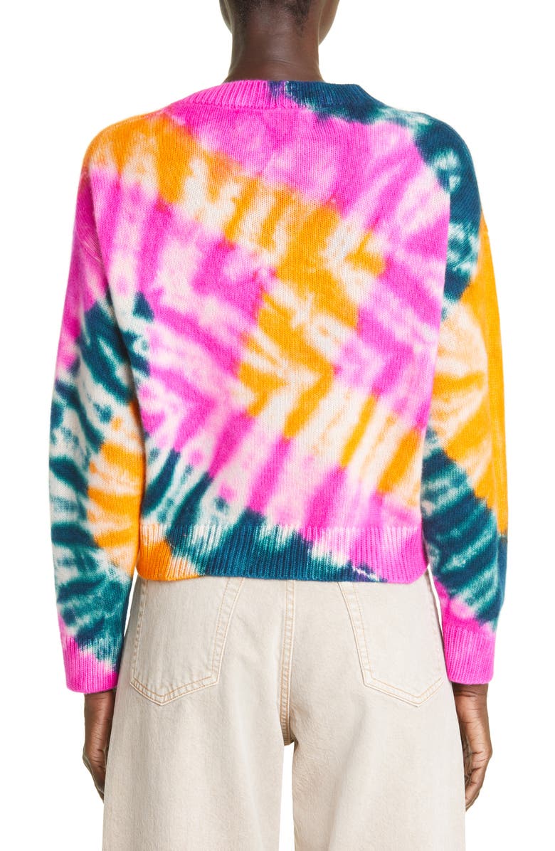 The Elder Statesman Zig Zag Tie Dye Cashmere Sweater, Alternate, color, 