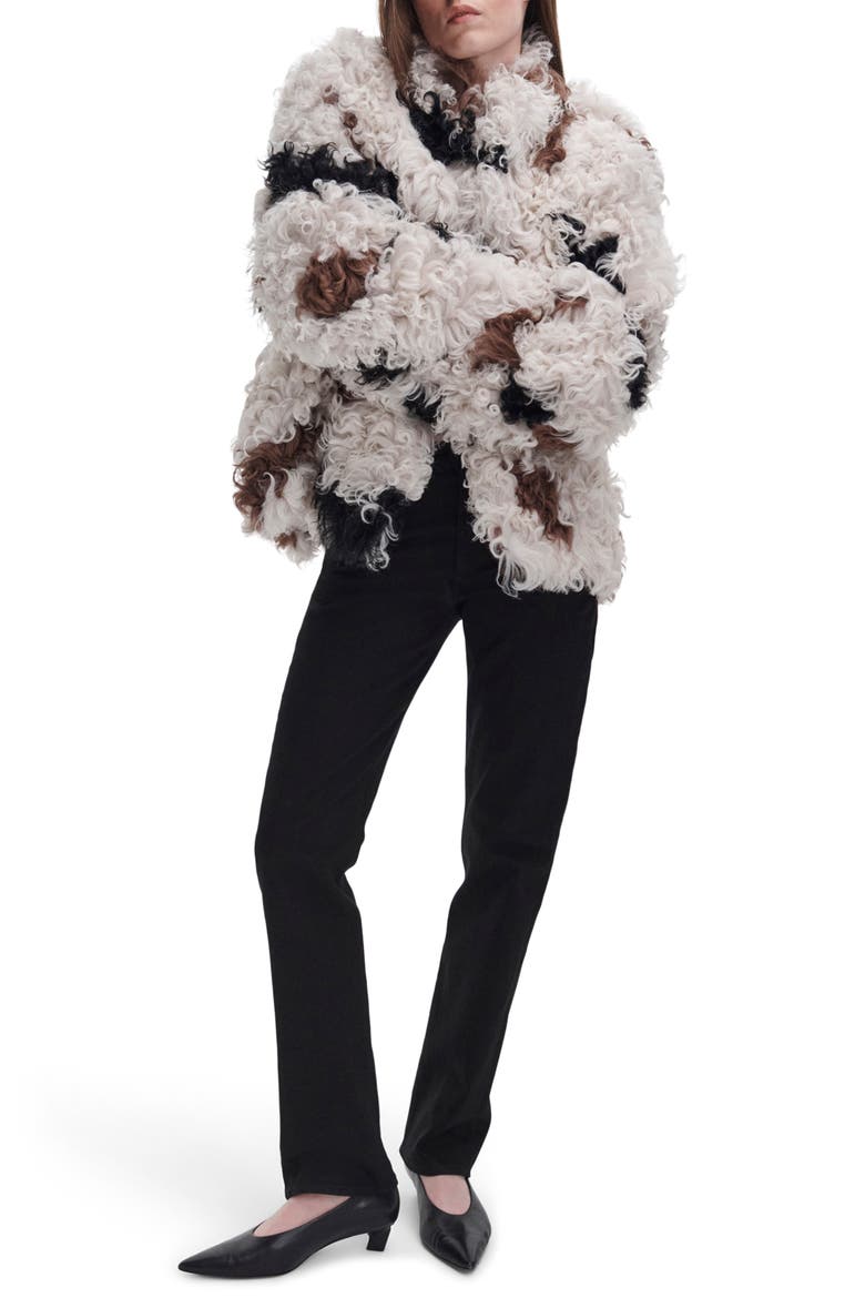 Lori Genuine Shearling Coat, Alternate, color, BEIGE MULTI