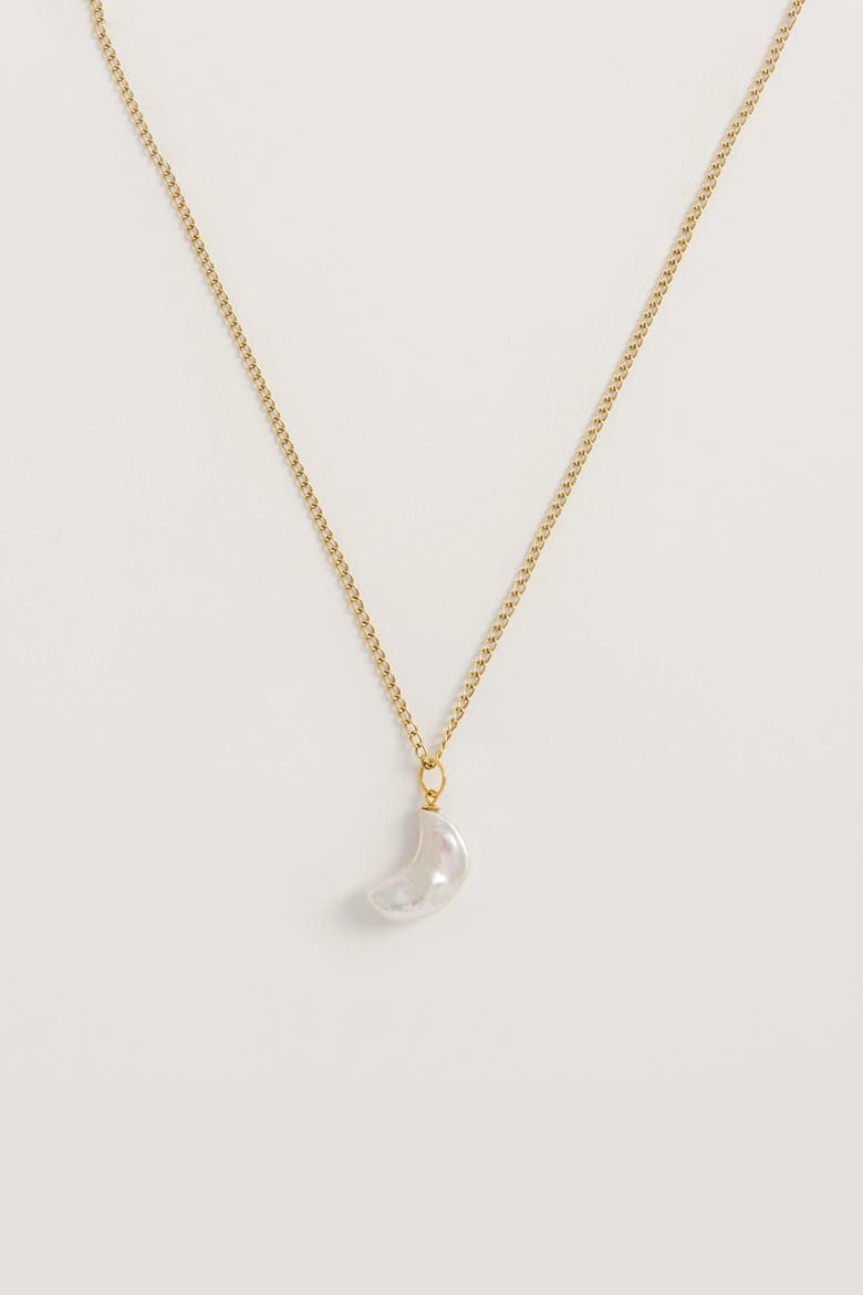 Moon Pearl Necklace Gold Plated, Alternate, color, Pearl