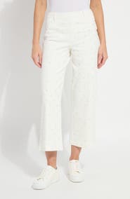 Lysse Audrey Embellished Pull-On Crop Wide Leg Knit Jeans