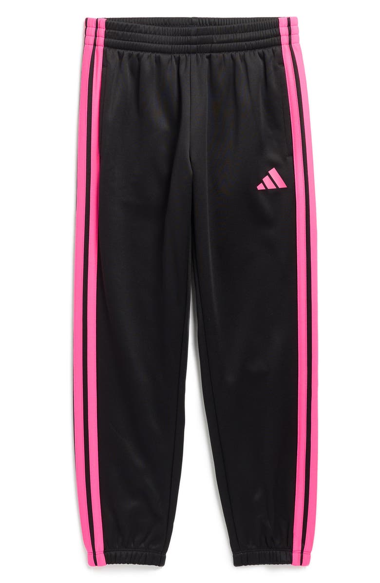 adidas Kids' 3-Stripes Fleece Joggers, Main, color, Black W/ Pink