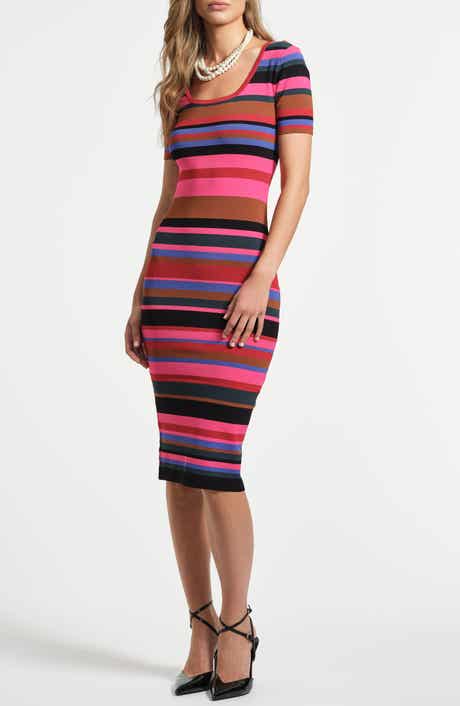 Isaac Mizrahi New York Stripe Body-Con Sweater Dress