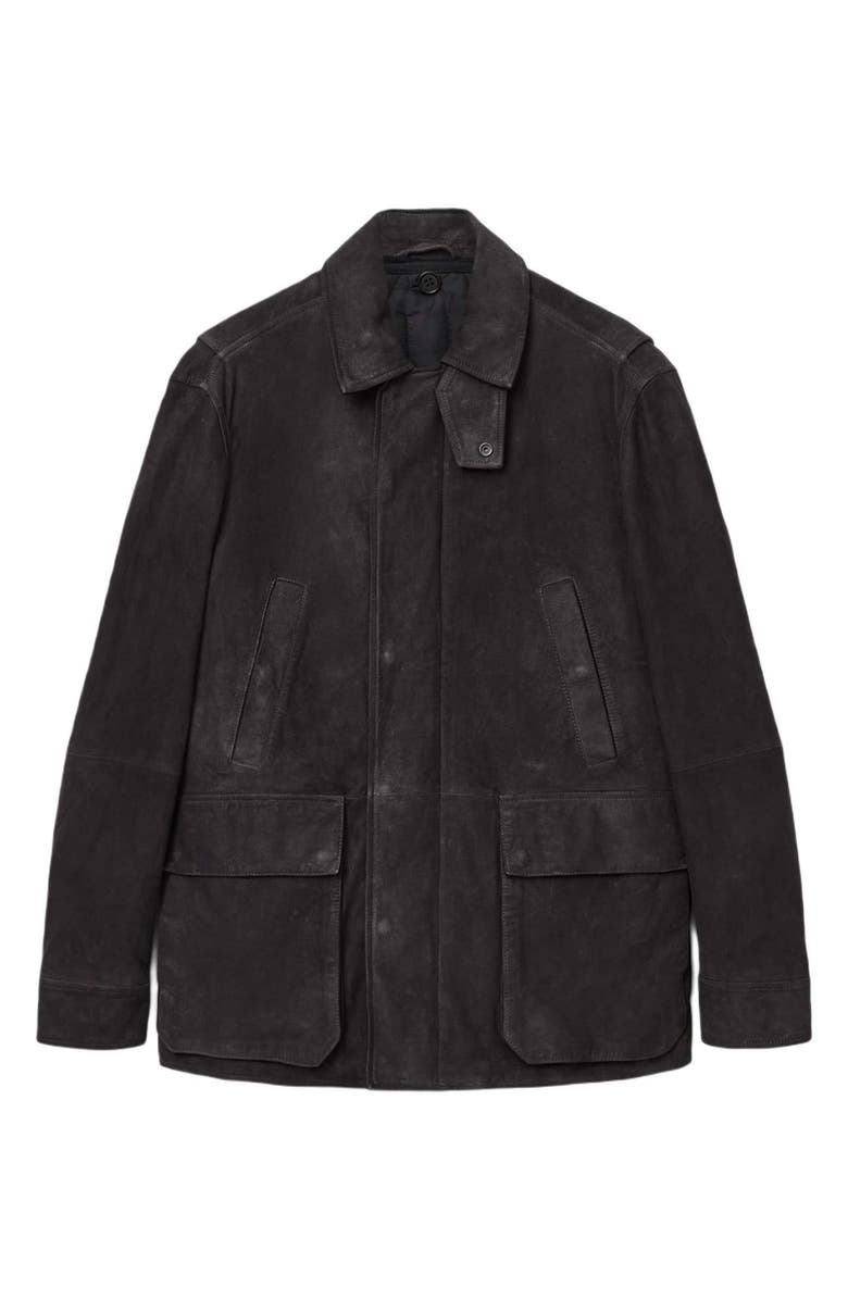 AllSaints Bolton Waxed Suede Coat, Alternate, color, Washed Black