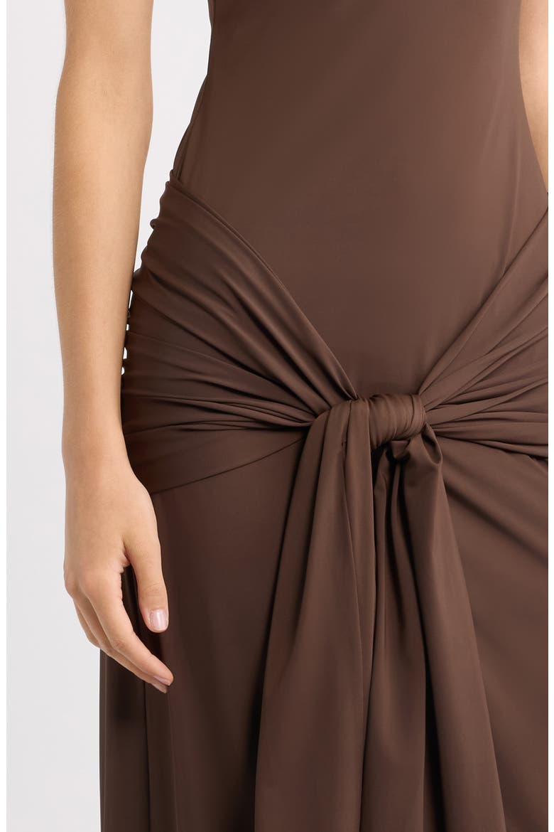 Isoldeia Tie Detail Gown, Alternate, color, CHOCOLATE