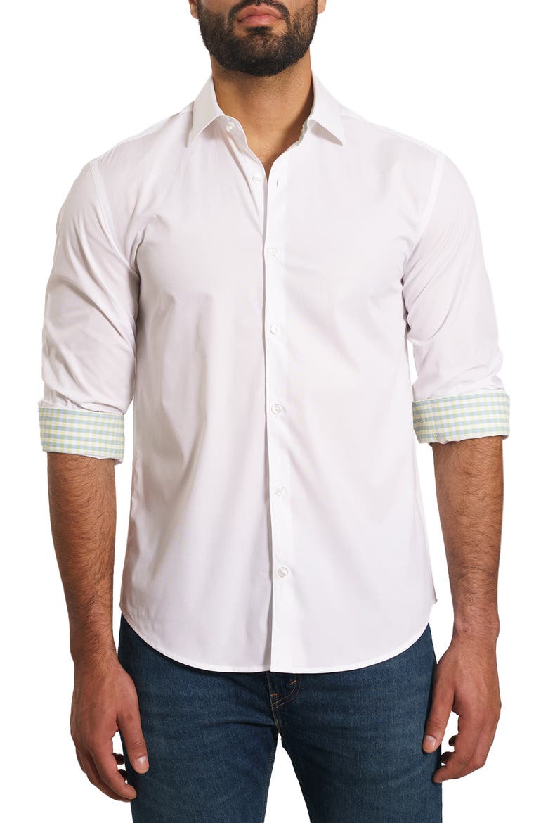 Trim Fit Button-Up Shirt, Main, color, WHITE