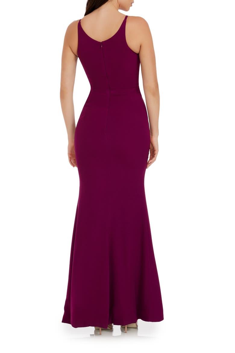 Iris Slit Crepe Gown, Alternate, color, DARK MAGENTA