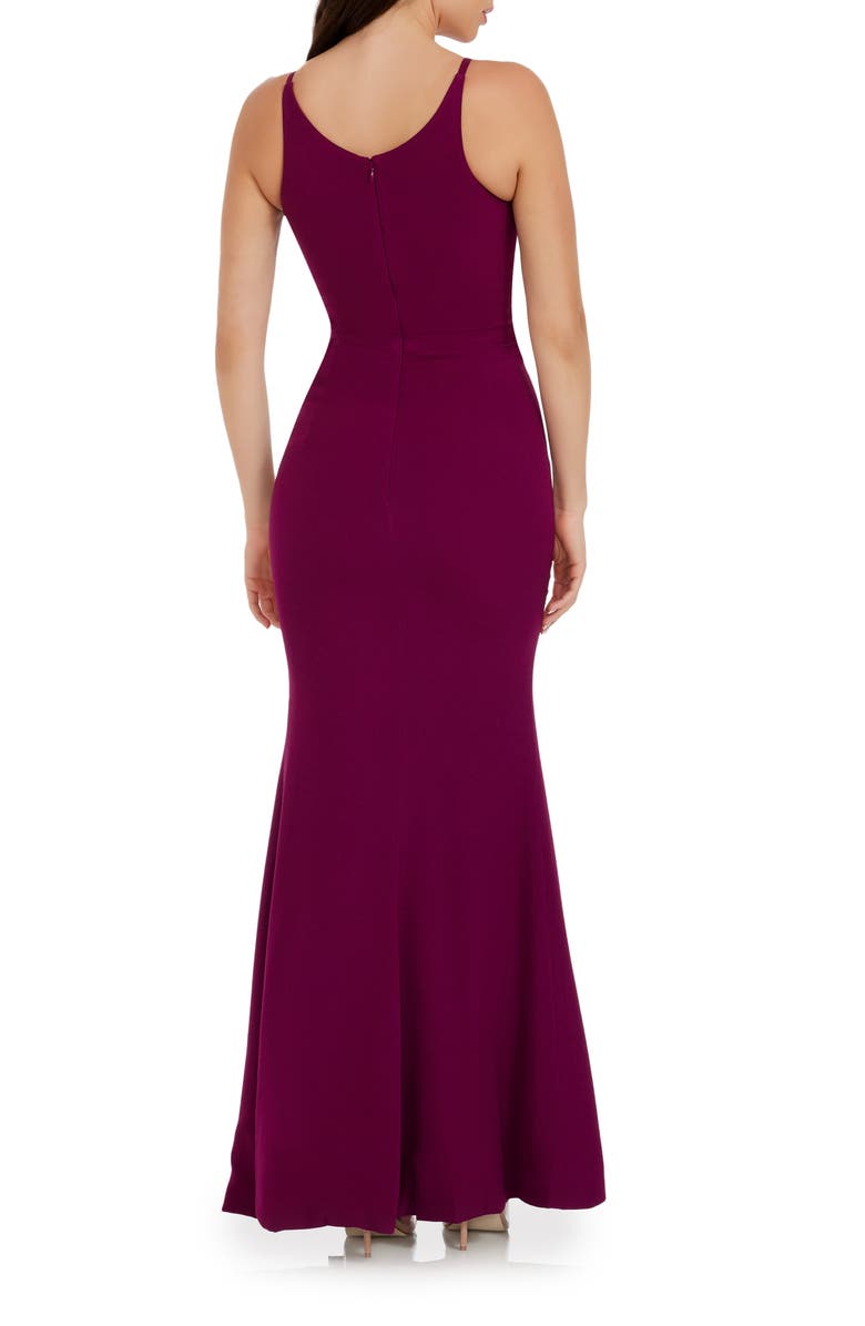 Dress the Population Iris Slit Crepe Gown, Alternate, color, Dark Magenta