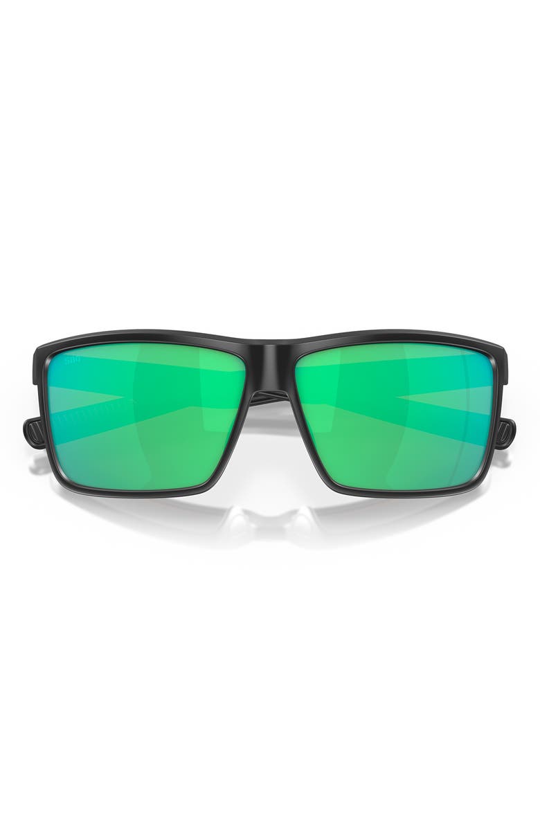 Costa Del Mar Rinconcito 60mm Polarized Rectangular Sunglasses, Alternate, color, Black Green