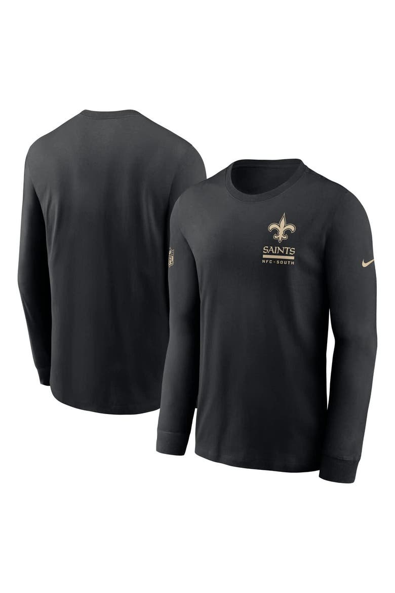 Men's Nike Black New Orleans Saints Sideline Performance Long Sleeve T-Shirt, Main, color, Black