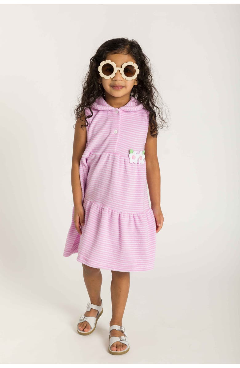 Florence Eiseman Stripe Terry Dress with Flowers, Alternate, color, Pink/White