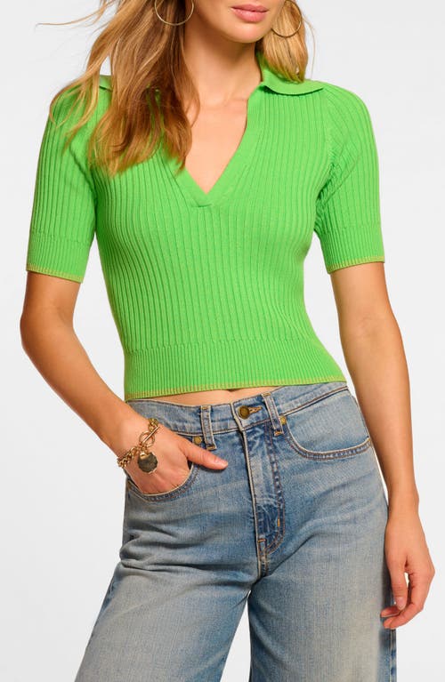 Shop Ramy Brook Kelly Rib Polo Sweater In Tropic Green