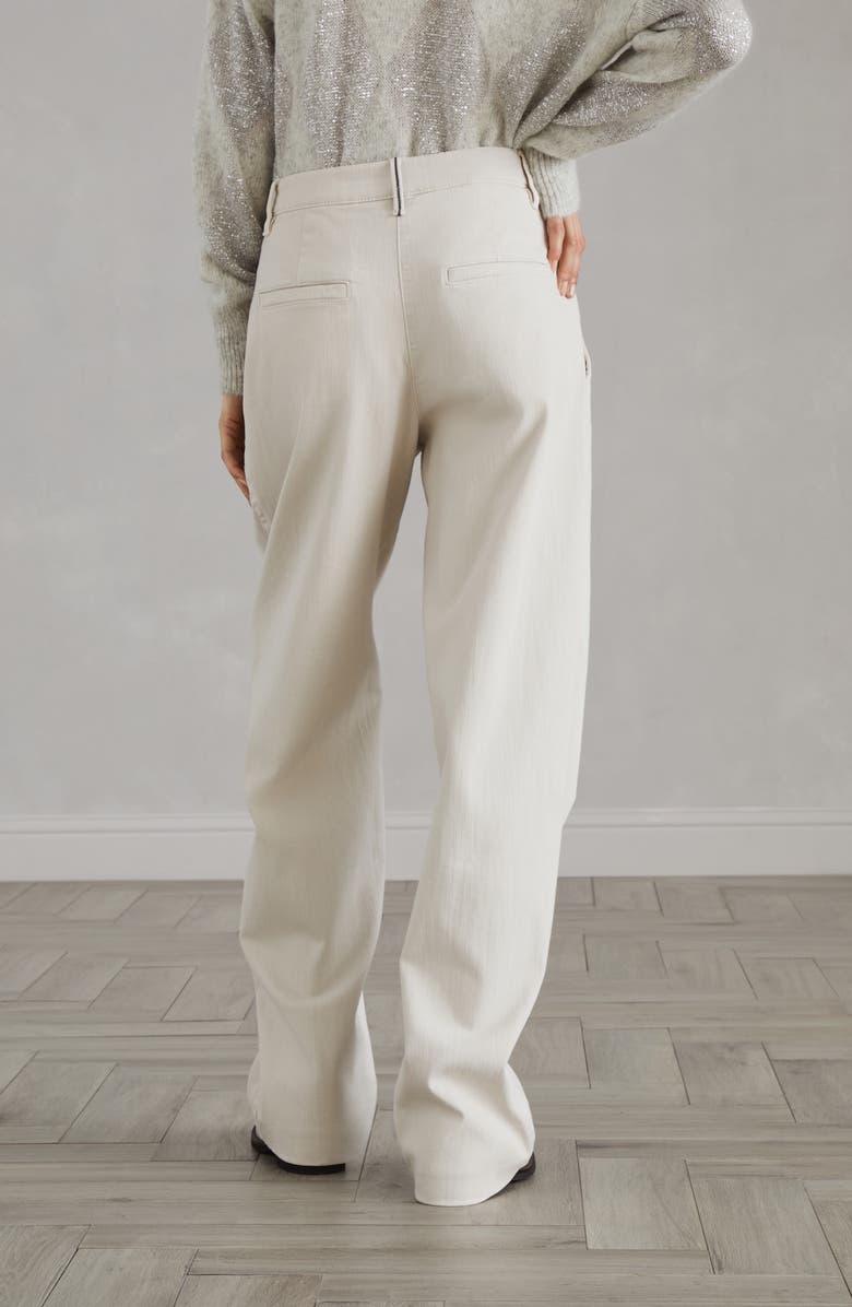 Brunello Cucinelli Stretch dyed denim loose straight trousers with monili, Alternate, color,