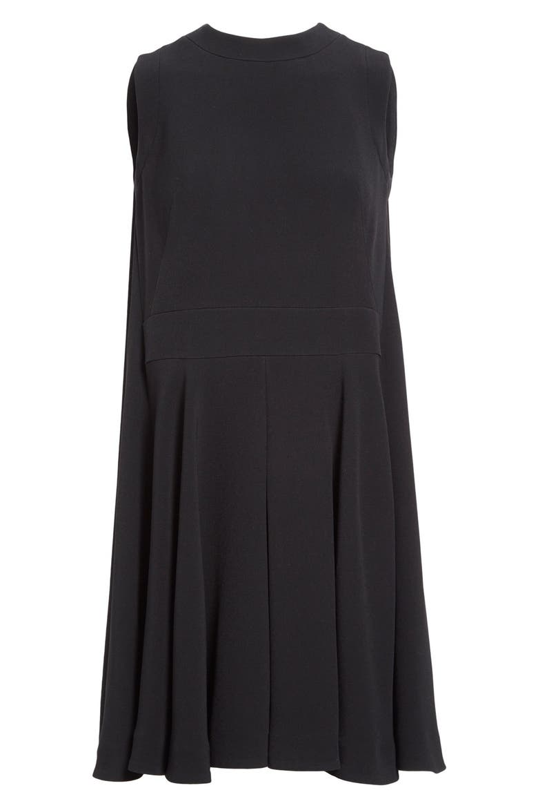 Alexander McQueen Flare Back Cady Dress, Alternate, color, BLACK
