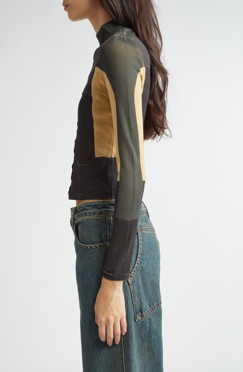 Eckhaus Latta Lapped Rib Turtleneck Crop Top, Alternate, color, 