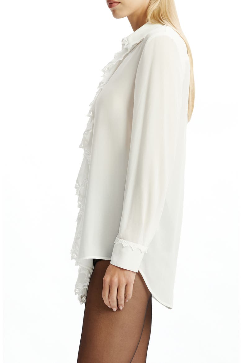 Jolanda Ruffle Front Button-Up Shirt, Alternate, color, ORCHID WHITE