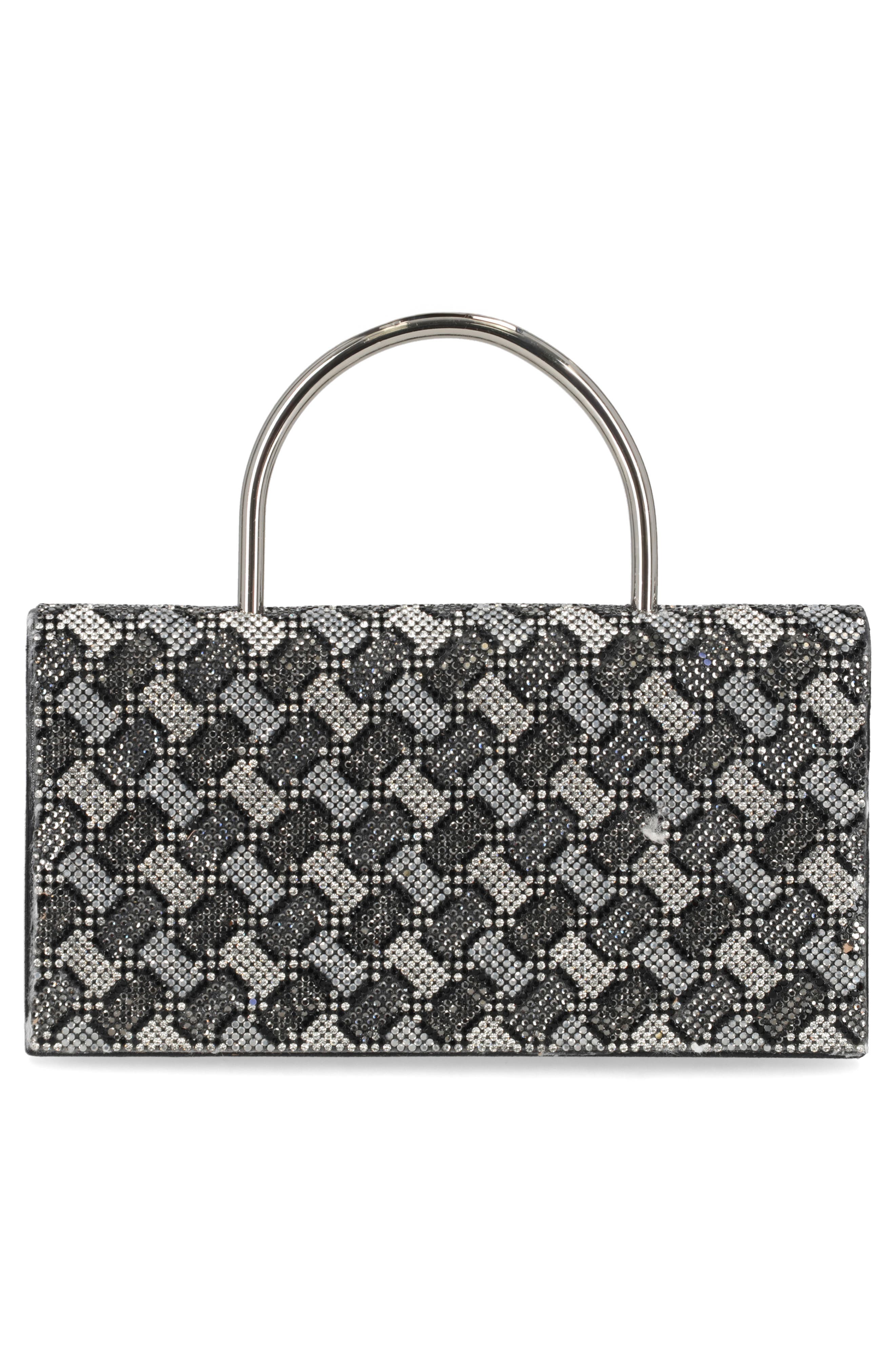 Jessica McClintock Corbin Microstone Top Handle Clutch, Alternate, color, Black Multi