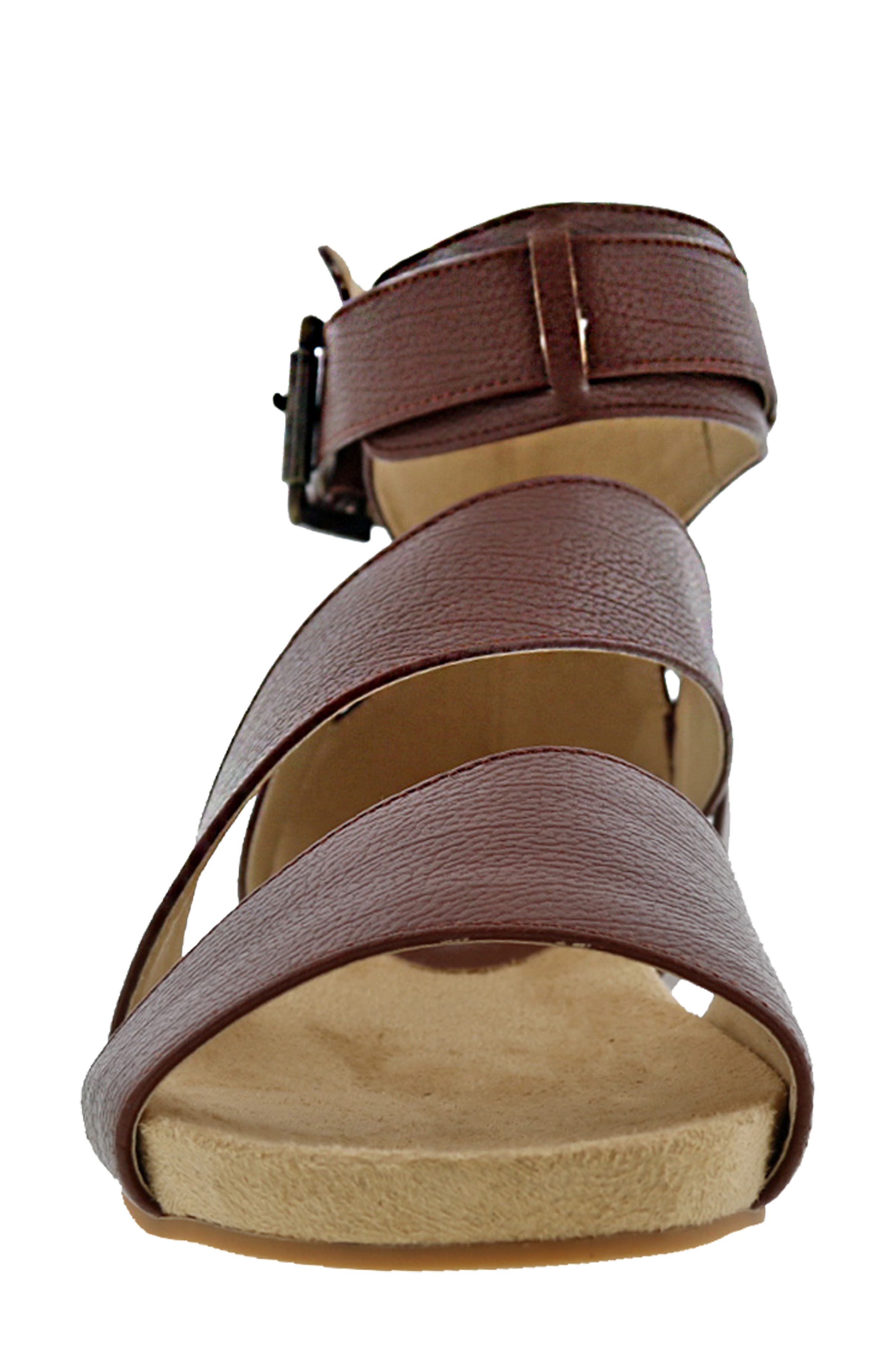 Nambi Ankle Strap Flat Sandal, Alternate, color, BROWN