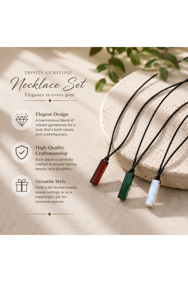Trinity Gemstone Necklace Set Elegance in Every Gem, Alternate, color, Multicolor