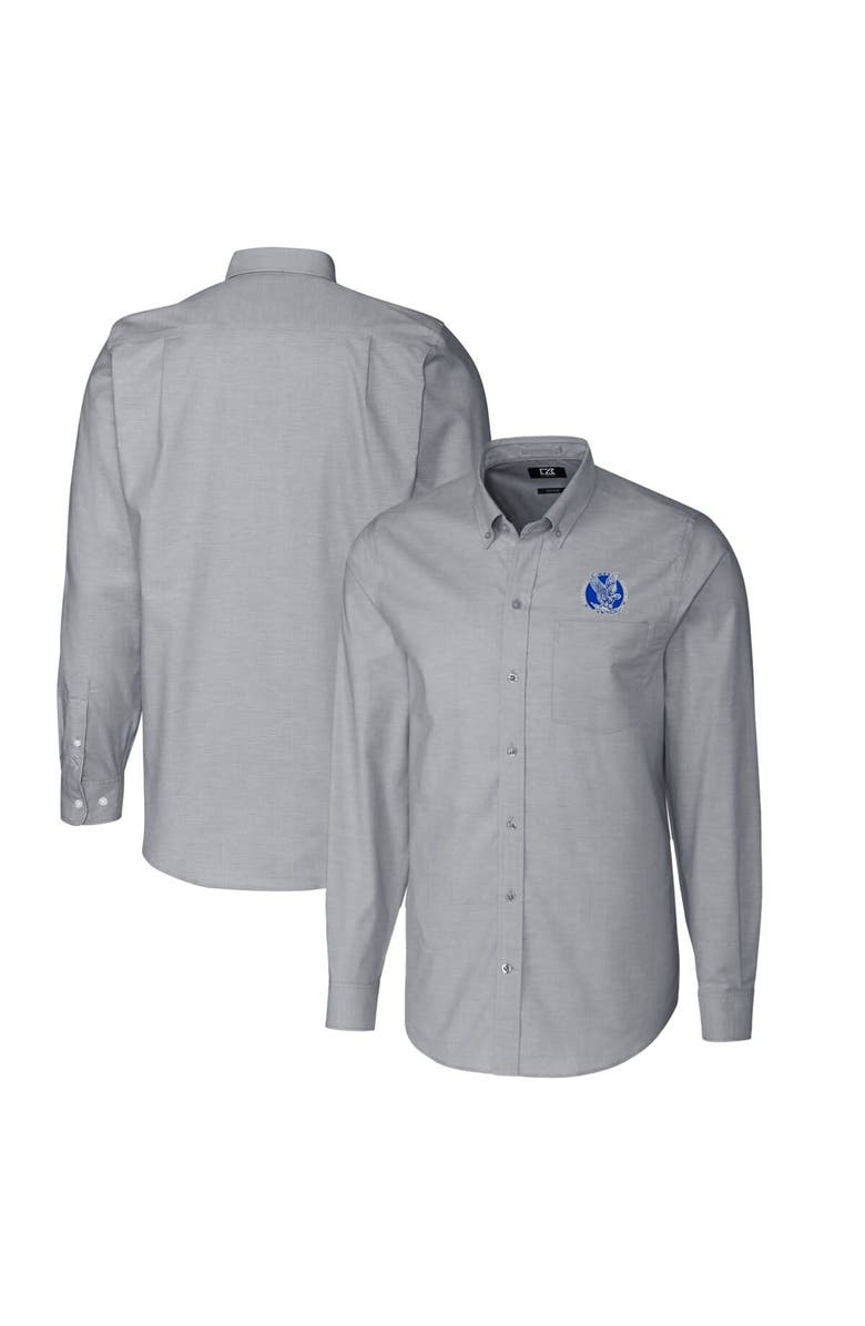 Cutter & Buck Men's Cutter & Buck Charcoal Air Force Falcons Vault Stretch Oxford Long Sleeve Button-Down Shirt, Main, color,