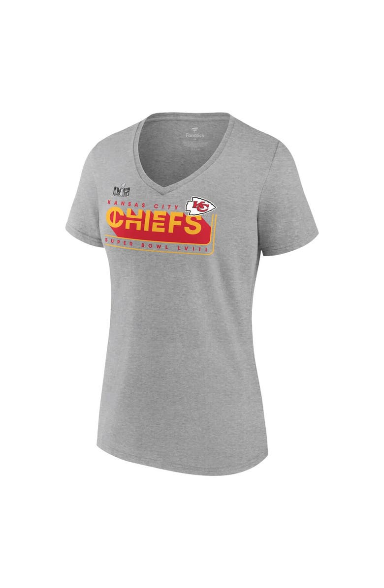FANATICS Women's Fanatics Branded  Heather Gray Kansas City Chiefs Super Bowl LVIII Roster V-Neck T-Shirt, Alternate, color, 