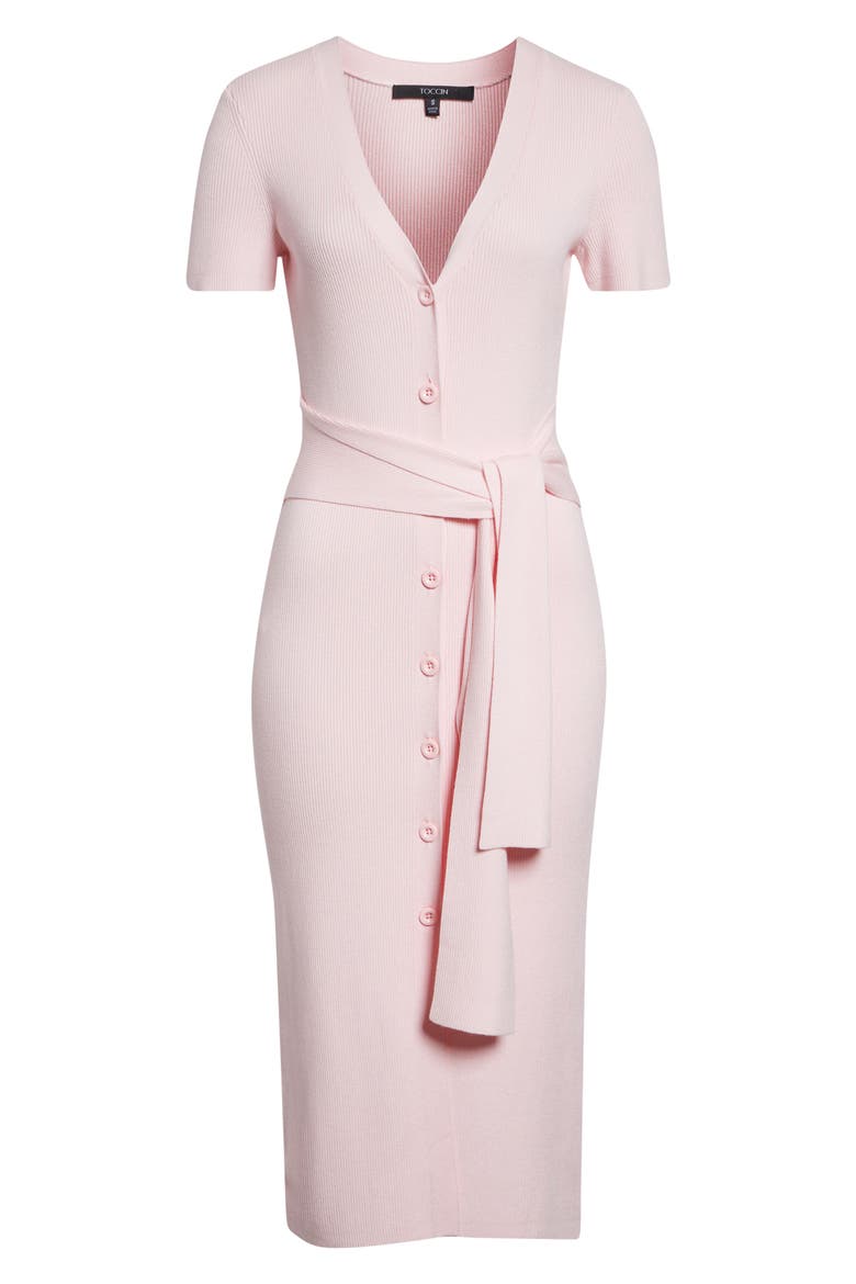 Agnes Tie Front Midi Dress, Alternate, color, PEONIE