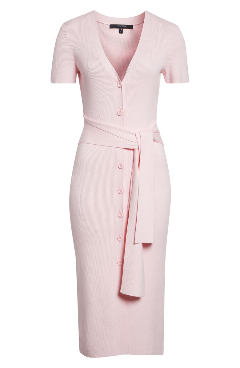 Toccin Agnes Tie Front Midi Dress, Alternate, color, 