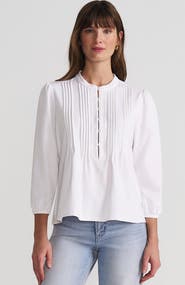 Lands' End Lightweight Jersey Button Pintuck Top