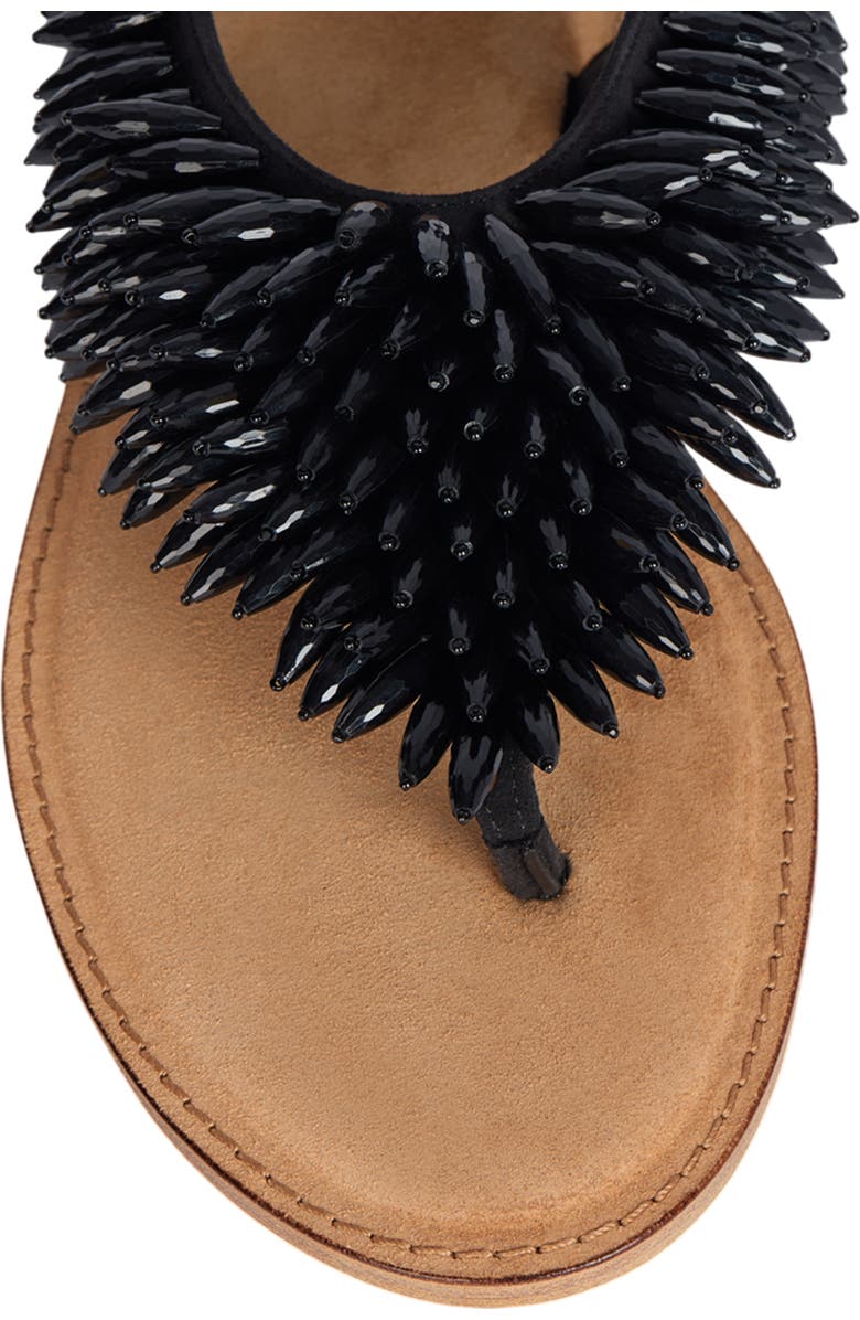 Balmain Flat sandals in suede and beads, Alternate, color, Black